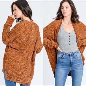 NWT Williamsburg Chenille Cardigan- Cinnamon Dijon
